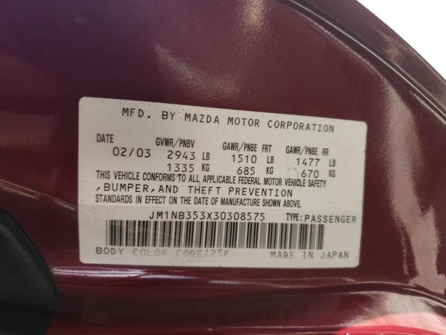 Photo 10 from auction – 2003 MAZDA MX-5 MIATA with VIN JM1NB353X30308575