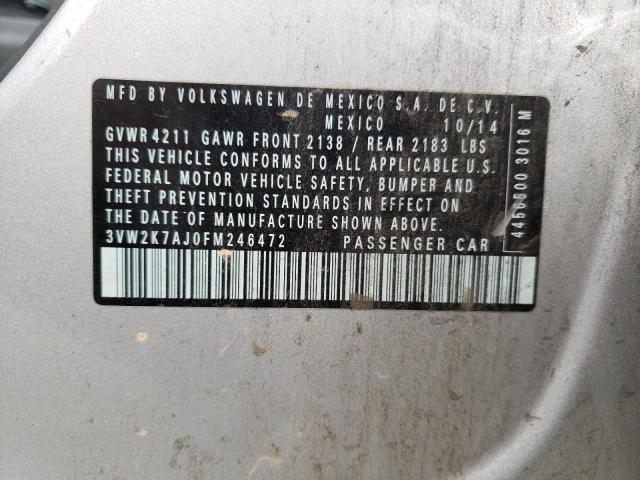 Photo 10 from auction – 2015 VOLKSWAGEN JETTA BASE with VIN 3VW2K7AJ0FM246472