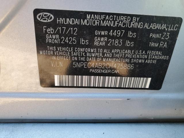 Photo 10 from auction – 2012 HYUNDAI SONATA SE with VIN 5NPEC4AB2CH475886