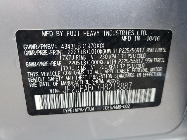 Photo 10 from auction – 2017 SUBARU CROSSTREK with VIN JF2GPABC7H8213887