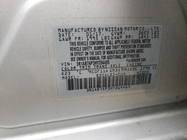Photo 10 from auction – 2017 NISSAN SENTRA S with VIN 3N1AB7AP3HY264465