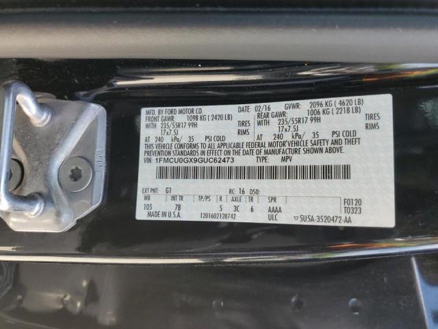 Photo 10 from auction – 2016 FORD ESCAPE SE with VIN 1FMCU0GX9GUC62473