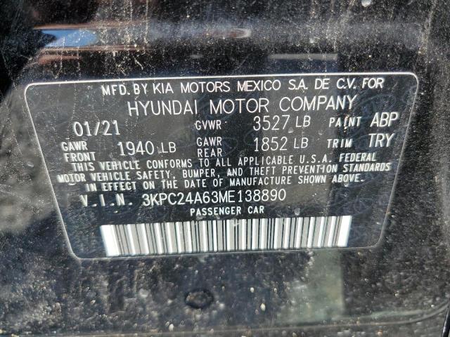 Photo 10 from auction – 2021 HYUNDAI ACCENT SE with VIN 3KPC24A63ME138890