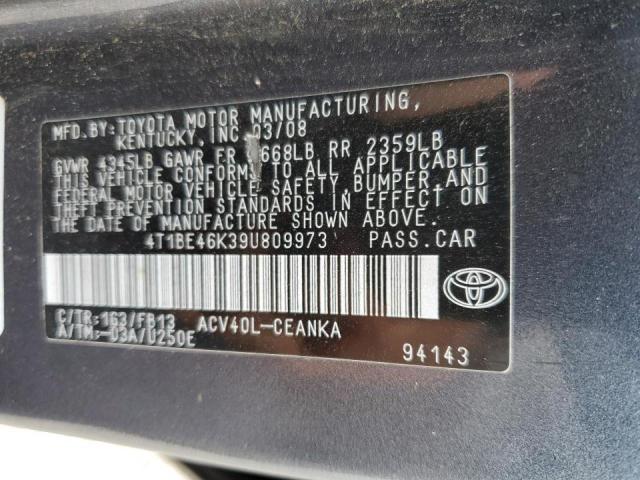 Photo 10 from auction – 2009 TOYOTA CAMRY BASE with VIN 4T1BE46K39U809973