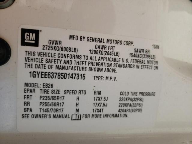 Photo 10 from auction – 2005 CADILLAC SRX with VIN 1GYEE637850147316