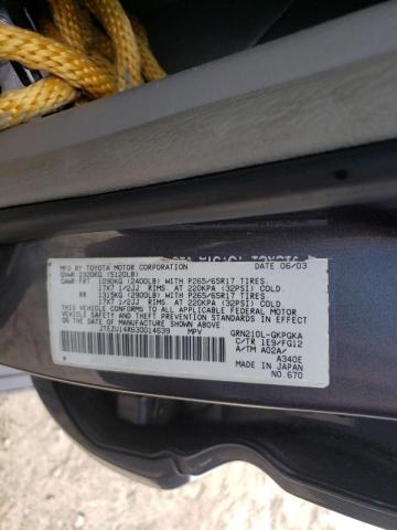 Photo 10 from auction – 2003 TOYOTA 4RUNNER SR with VIN JTEZU14R630014639