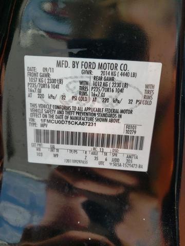 Photo 10 from auction – 2012 FORD ESCAPE XLT with VIN 1FMCU0D75CKA87231