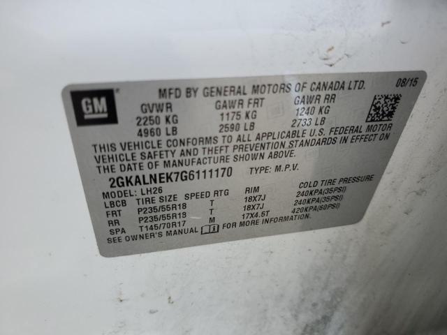 Photo 10 from auction – 2016 GMC TERRAIN SL with VIN 2GKALNEK7G6111170