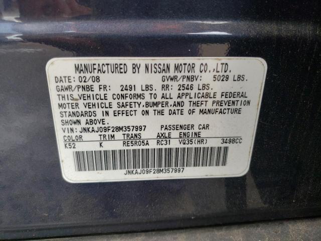 Photo 10 from auction – 2008 INFINITI EX35 BASE with VIN JNKAJ09F28M357997
