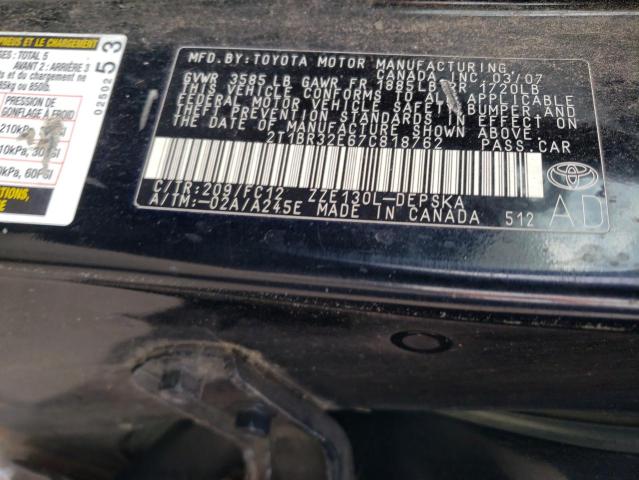 Photo 10 from auction – 2007 TOYOTA COROLLA CE with VIN 2T1BR32E67C818762