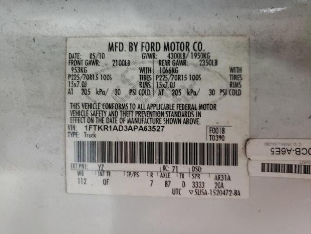 Photo 10 from auction – 2010 FORD RANGER with VIN 1FTKR1AD3APA63527
