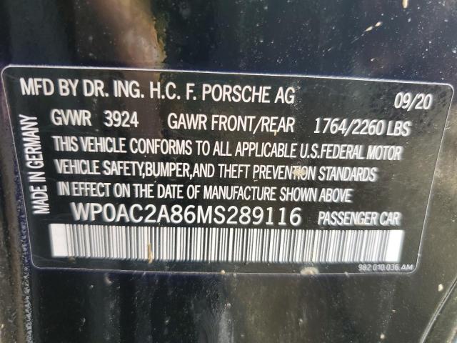 Photo 10 from auction – 2021 PORSCHE CAYMAN GT4 with VIN WP0AC2A86MS289116