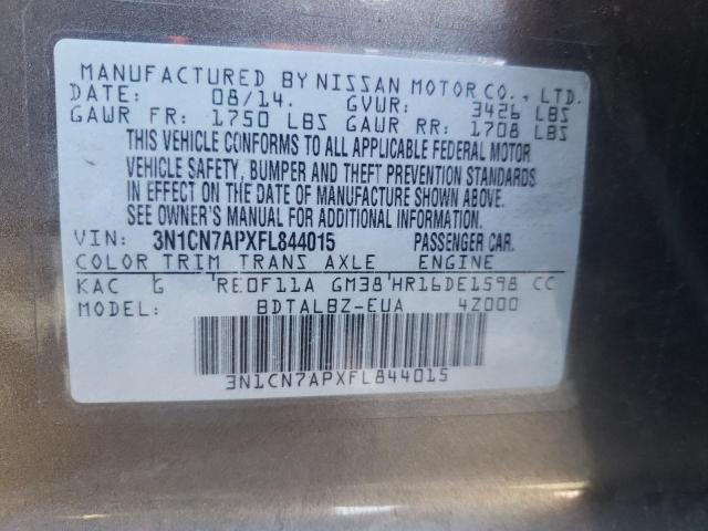 Photo 10 from auction – 2015 NISSAN VERSA S with VIN 3N1CN7APXFL844015