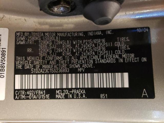 Photo 10 from auction – 2004 TOYOTA SIENNA with VIN 5TDZA23C15S236893