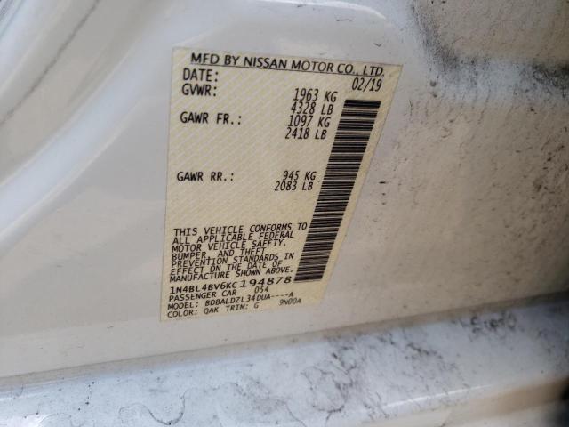 Photo 10 from auction – 2019 NISSAN ALTIMA S with VIN 1N4BL4BV6KC194878
