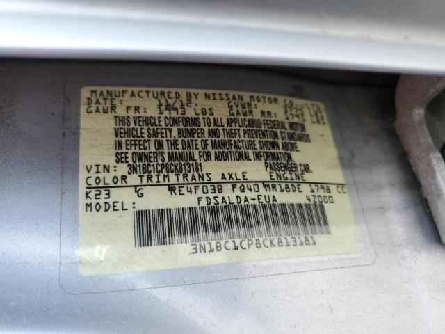 Photo 10 from auction – 2012 NISSAN VERSA S with VIN 3N1BC1CP8CK813181