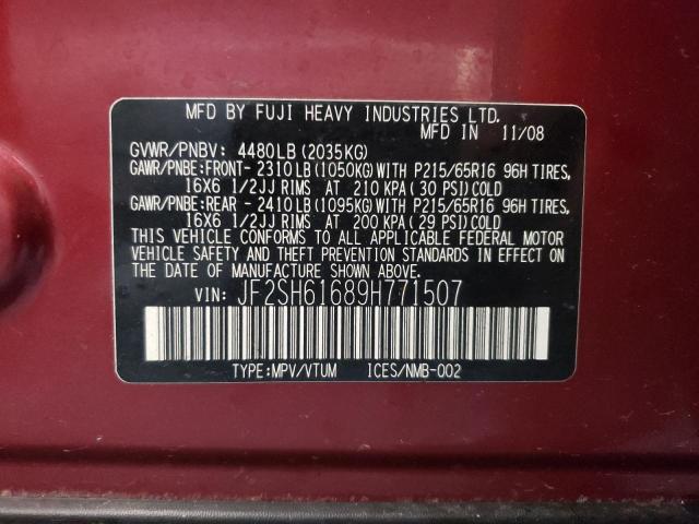 Photo 10 from auction – 2009 SUBARU FORESTER 2 with VIN JF2SH61689H771507