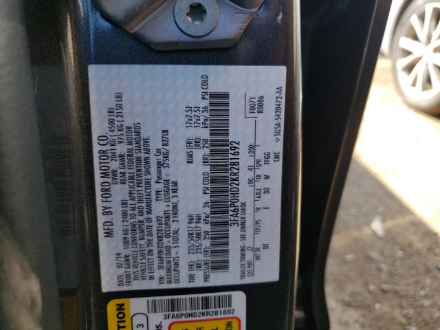 Photo 10 from auction – 2019 FORD FUSION SE with VIN 3FA6P0HD2KR281692