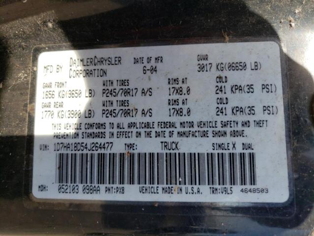 Photo 10 from auction – 2004 DODGE RAM 1500 S with VIN 1D7HA18D54J264477