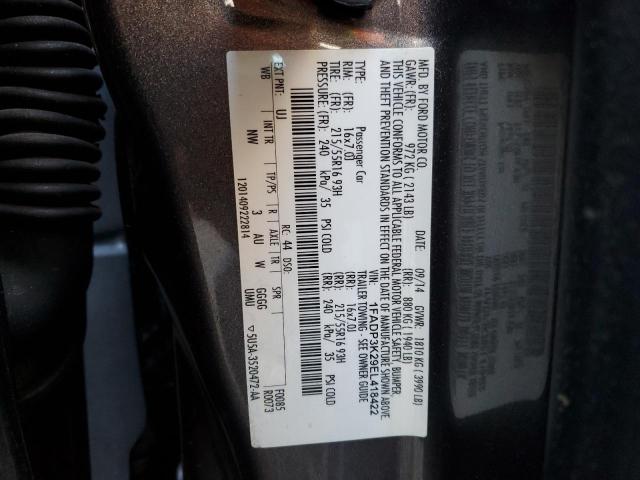 Photo 10 from auction – 2014 FORD FOCUS SE with VIN 1FADP3K29EL418422