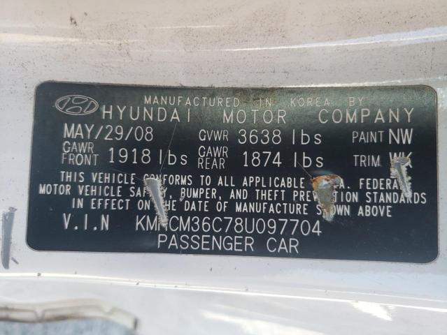Photo 10 from auction – 2008 HYUNDAI ACCENT GS with VIN KMHCM36C78U097704