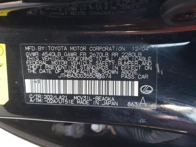 Photo 10 from auction – 2005 LEXUS ES 330 with VIN JTHBA30G355093674