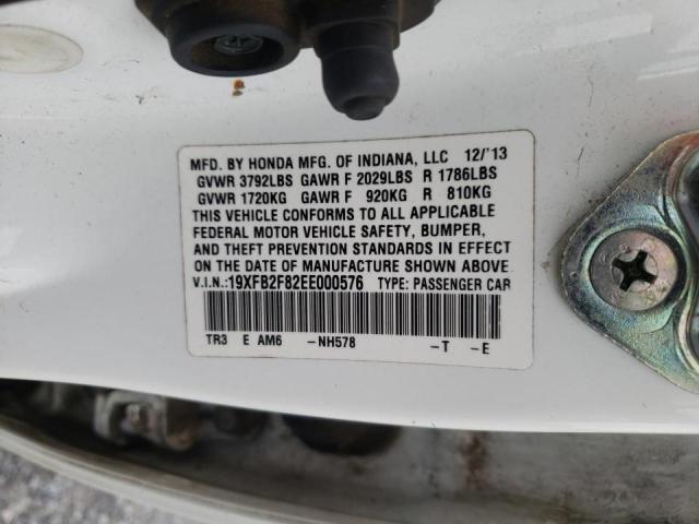 Zdjęcie 10 z aukcji – 2014 HONDA CIVIC EX z VIN 19XFB2F82EE000576