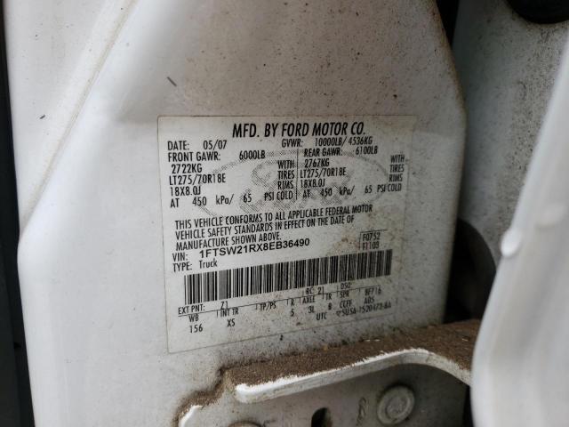 Photo 10 from auction – 2008 FORD F250 SUPER with VIN 1FTSW21RX8EB36490