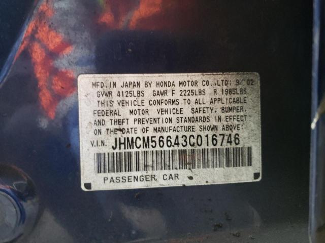 Photo 10 from auction – 2003 HONDA ACCORD EX with VIN JHMCM56643C016746