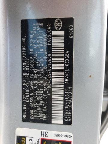 Photo 10 from auction – 2007 TOYOTA CAMRY HYBR with VIN 4T1BB46K97U018658