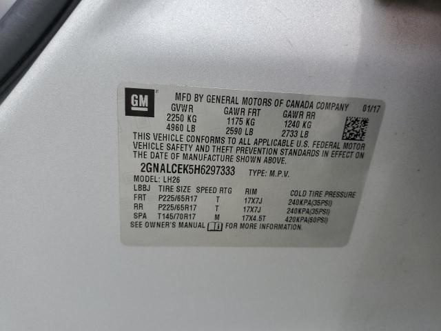 Photo 10 from auction – 2017 CHEVROLET EQUINOX LT with VIN 2GNALCEK5H6297333
