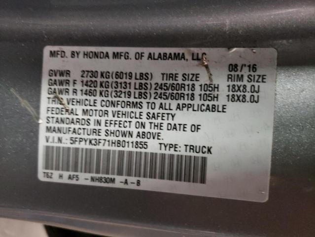 Photo 10 from auction – 2017 HONDA RIDGELINE with VIN 5FPYK3F71HB011855