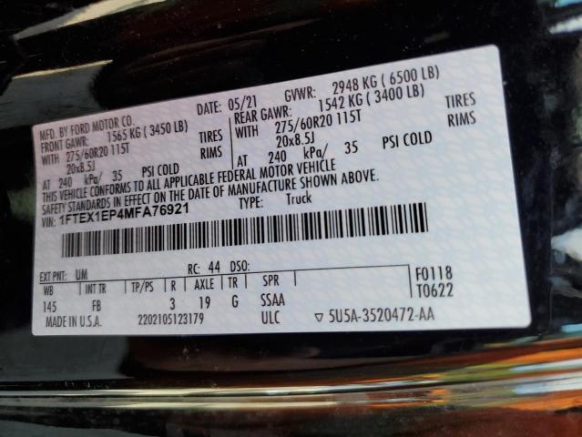 Photo 10 from auction – 2021 FORD F150 SUPER with VIN 1FTEX1EP4MFA76921