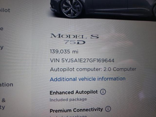 Photo 8 from auction – 2016 TESLA MODEL S with VIN 5YJSA1E27GF169644