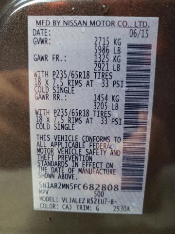 Photo 10 from auction – 2015 NISSAN PATHFINDER with VIN 5N1AR2MN5FC682808