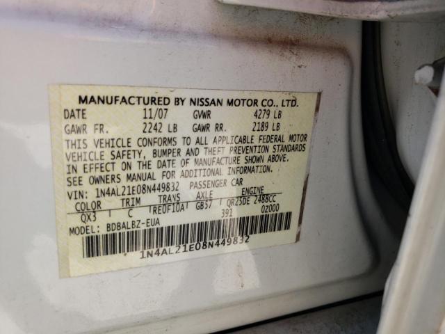 Photo 10 from auction – 2008 NISSAN ALTIMA 2.5 with VIN 1N4AL21E08N449832