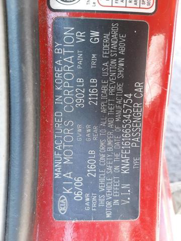 Photo 10 from auction – 2006 KIA SPECTRA5 with VIN KNAFE161665345754
