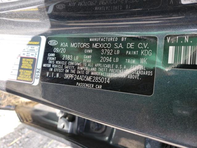 Photo 10 from auction – 2021 KIA FORTE FE with VIN 3KPF24AD5ME285014