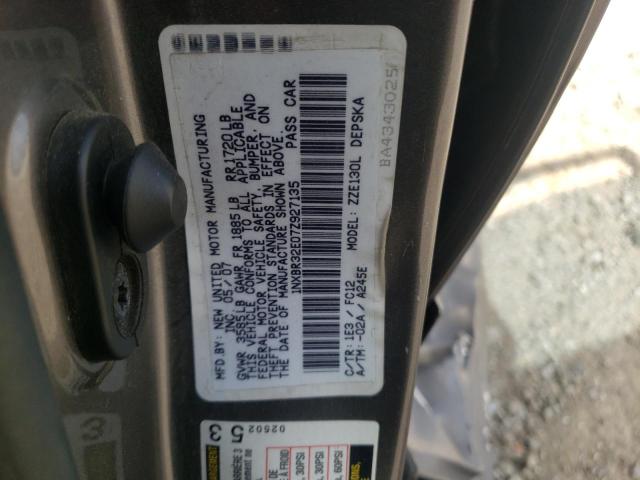 Photo 10 from auction – 2007 TOYOTA COROLLA CE with VIN 1NXBR32E07Z927135