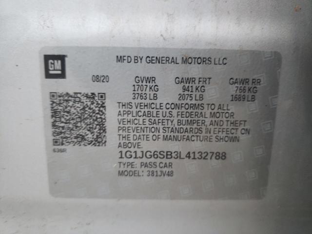 Photo 10 from auction – 2020 CHEVROLET SONIC with VIN 1G1JG6SB3L4132788
