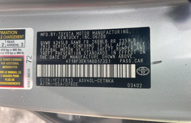 Photo 10 from auction – 2010 TOYOTA CAMRY BASE with VIN 4T1BF3EK1AU017351