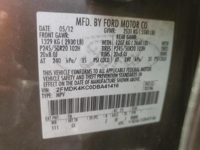 Photo 10 from auction – 2013 FORD EDGE LIMIT with VIN 2FMDK4KC0DBA41416
