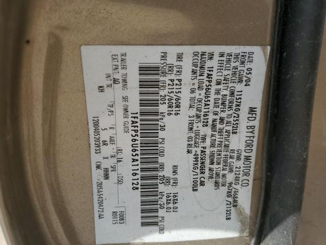 Photo 10 from auction – 2005 FORD TAURUS SEL with VIN 1FAFP56U65A116128