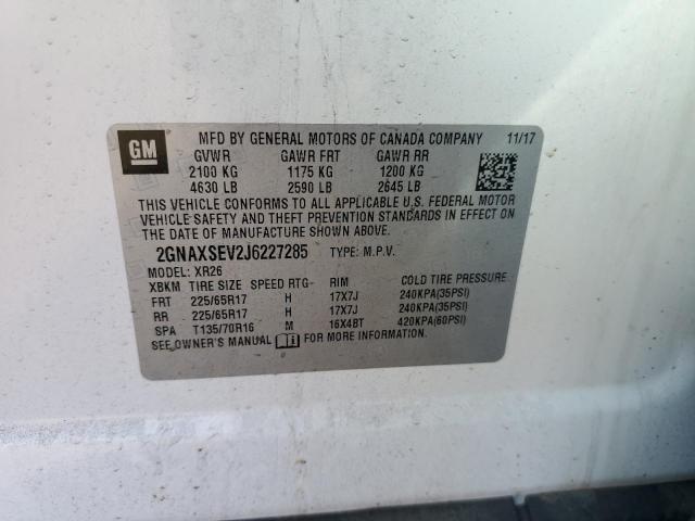 Photo 10 from auction – 2018 CHEVROLET EQUINOX LT with VIN 2GNAXSEV2J6227285