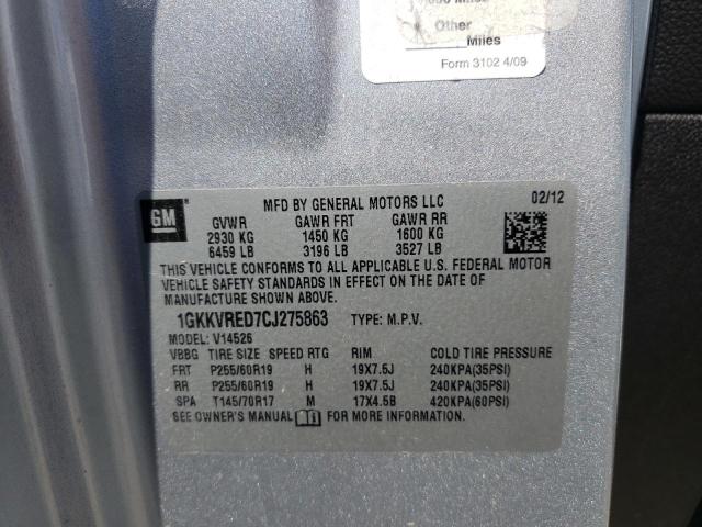 Zdjęcie 10 z aukcji – 2012 GMC ACADIA SLT z VIN 1GKKVRED7CJ275863