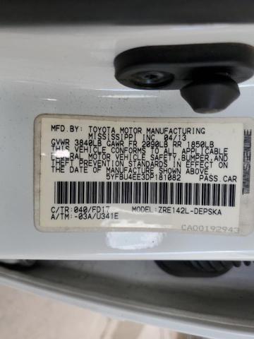Photo 10 from auction – 2013 TOYOTA COROLLA BA with VIN 5YFBU4EE3DP181082