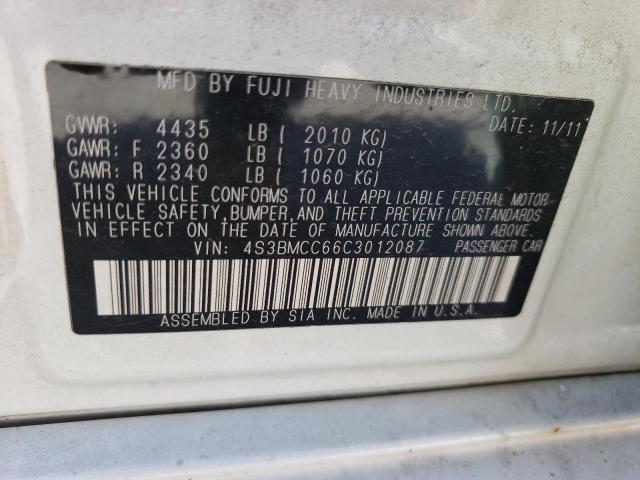 Photo 10 from auction – 2012 SUBARU LEGACY 2.5 with VIN 4S3BMCC66C3012087