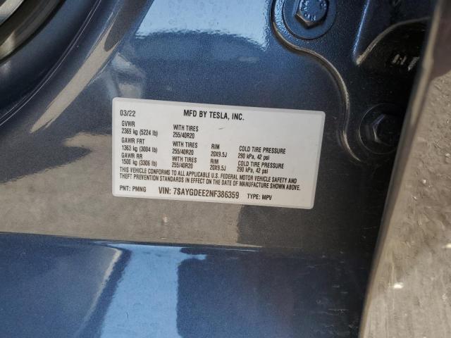Photo 10 from auction – 2022 TESLA MODEL Y with VIN 7SAYGDEE2NF386359