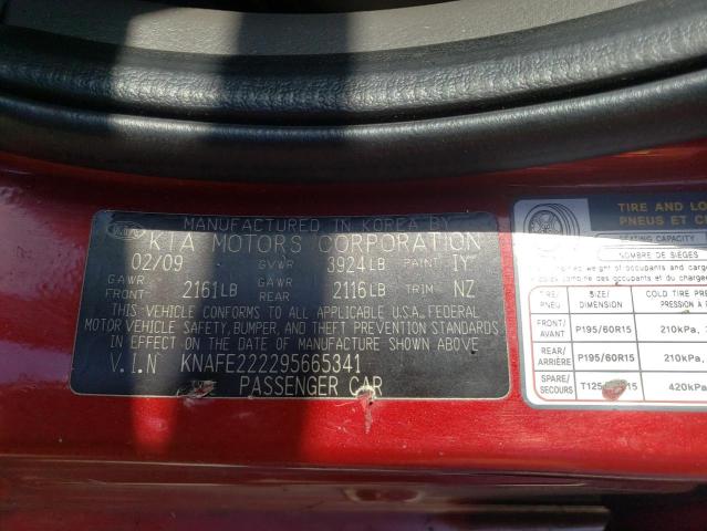 Photo 10 from auction – 2009 KIA SPECTRA EX with VIN KNAFE222295665341