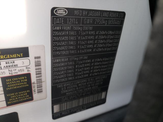Photo 10 from auction – 2015 LAND ROVER RANGE ROVE with VIN SALWR2VF4FA610276